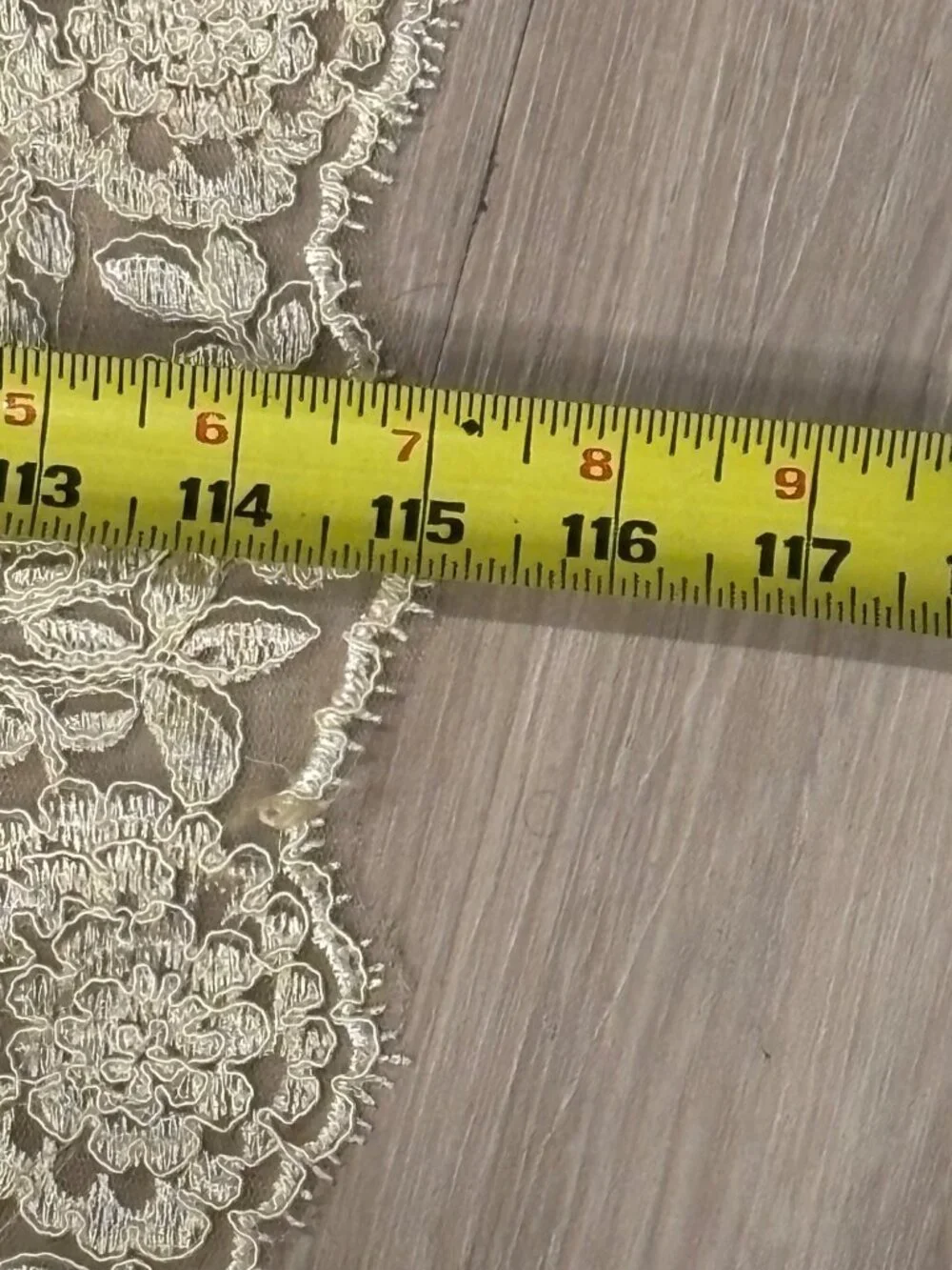 Vintage Champagne Lace Tablecloth 60 x 115 Floral Embroidered Tulle Overlay